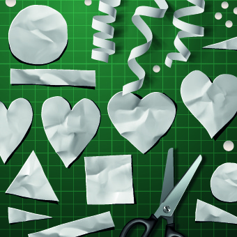 creative valentines day paper cut object vector