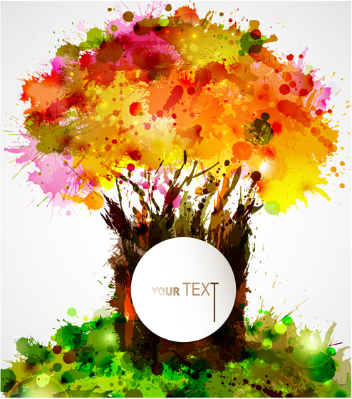 creative watercolor tree vector