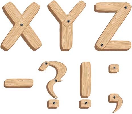 creative wooden alphabet design vector set