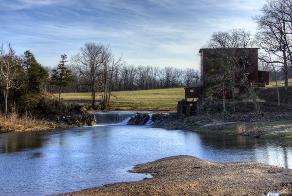 creek around the mill and landscape at dillard039s mill missouri