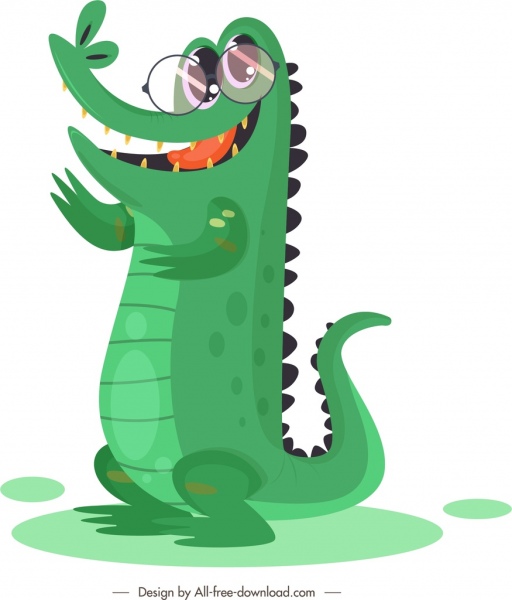 crocodile icon funny stylized cartoon character sketch