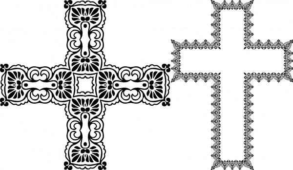 cross sets vector illustration with classical decoration