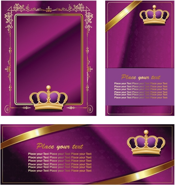 crown lace ribbon card vector