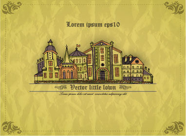crumpled paper with vintage house vector