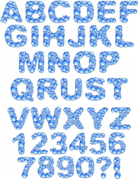 alphabet background template modern blue waterdrops shapes