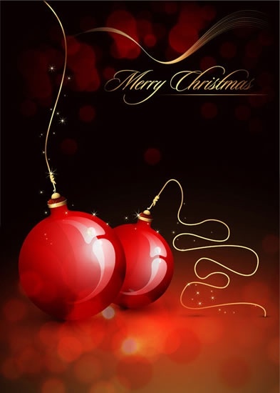 Xmas banner shiny red bauble modern bokeh decor Free vector in ...