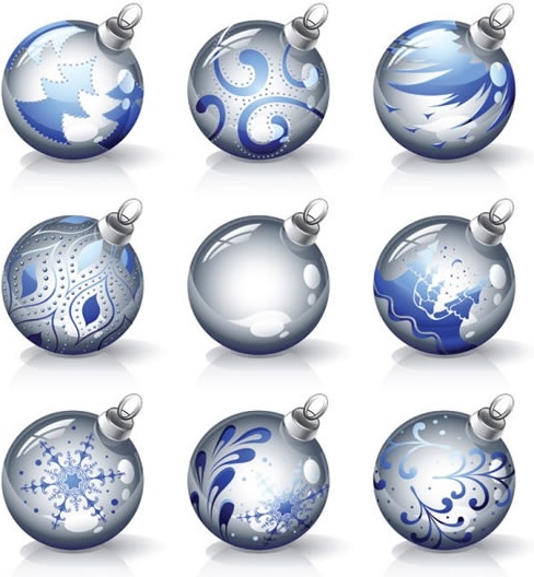 christmas balls icons shiny modern spherical design