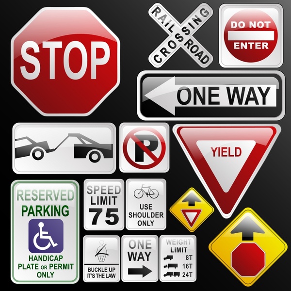 traffic signs templates modern colored flat shapes