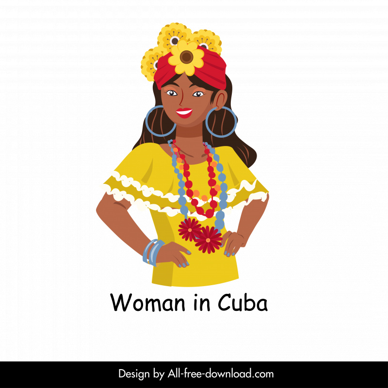 cuba design element flat cartoon traditional woman