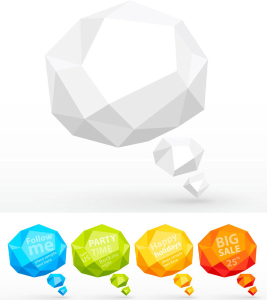 cube origami speech bubbles vector