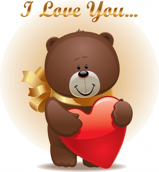 love card background cute teddy bear heart decor