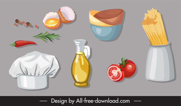 culinary design elements classic ingredient tools sketch