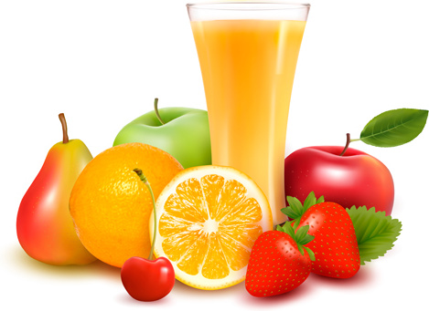 cup drink with fruits vector