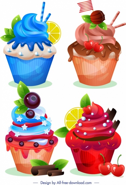 cupcake icons colorful modern decor