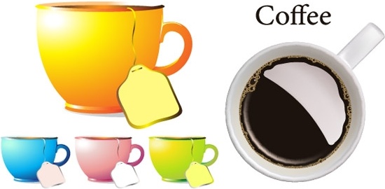 cups and coffee mugs vector 