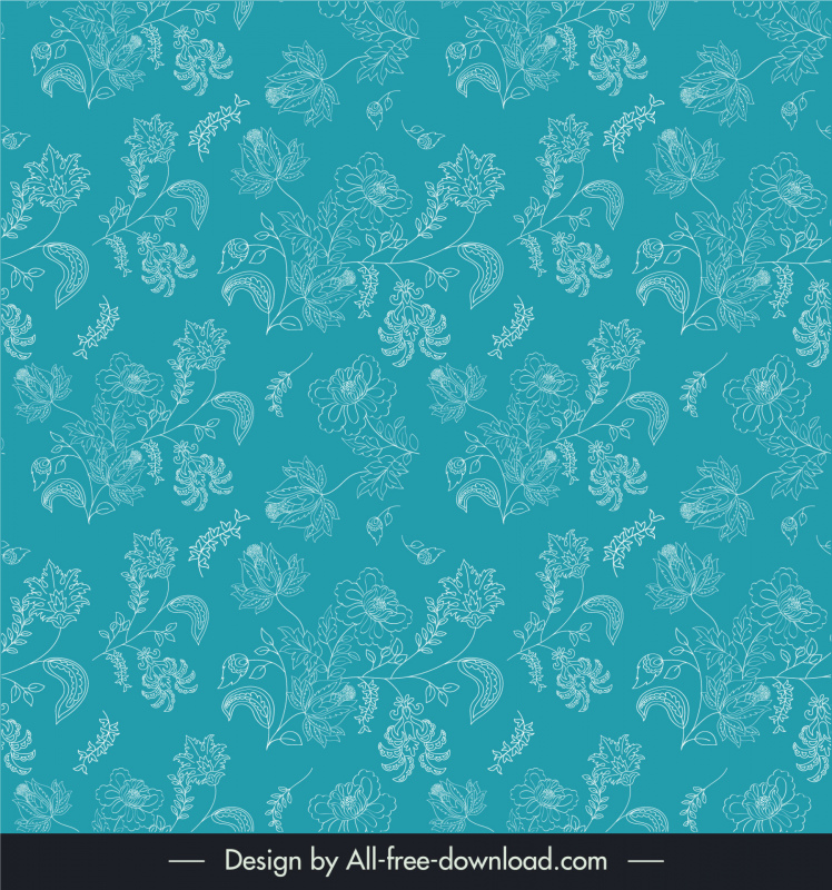curtain motif template elegant damask flowers pattern