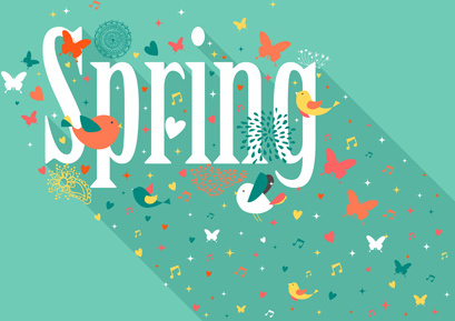 cute animals with spring background vector