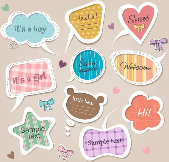 cute baby frames with text label vector 