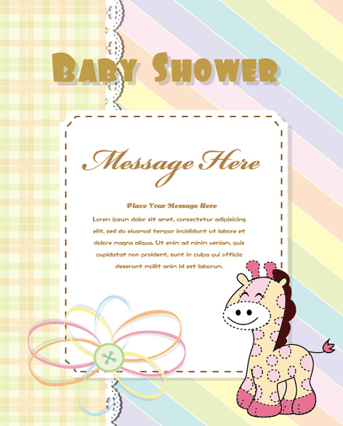 cute baby shower cards vector set
