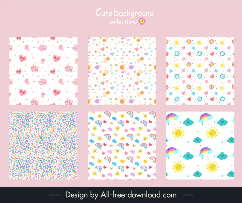 cute background templates collection fat repeating
