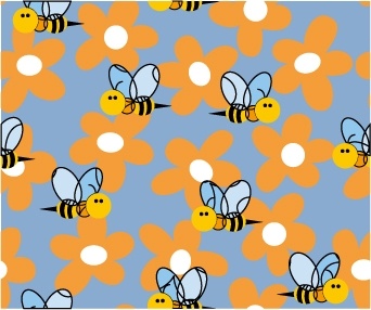 cute bee flowers vector 2 continuous background