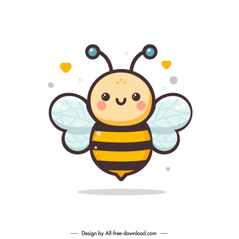 cute bee smiling logo flat symmetry 