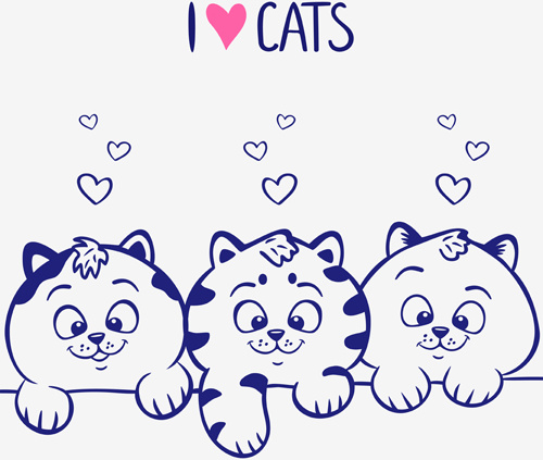 cute blue cats vector graphic 