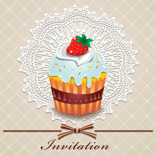 cute cake cards design elements vector 