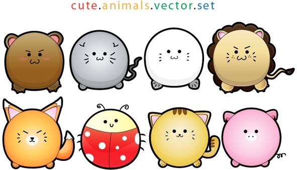 Cute cartoon animals vector Vectors graphic art designs in editable .ai