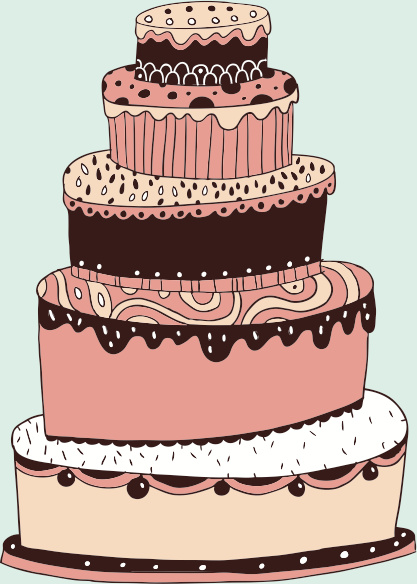 cute cartoon cake elements vector