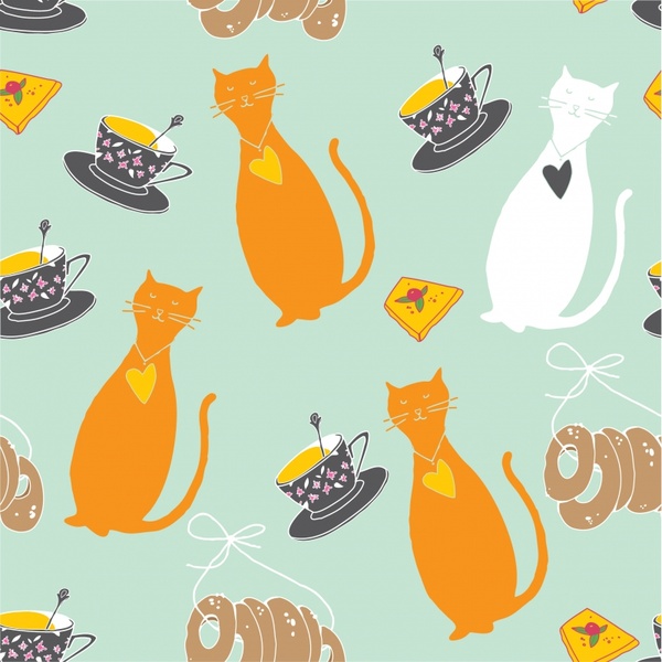 cat food pattern template repeating retro design