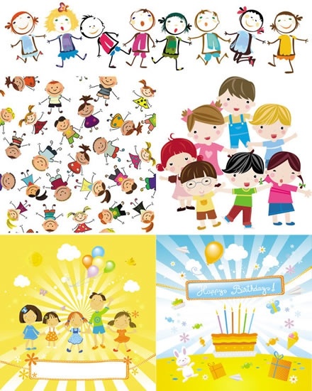 children background cute cartoon characters colorful handdrawn sketch
