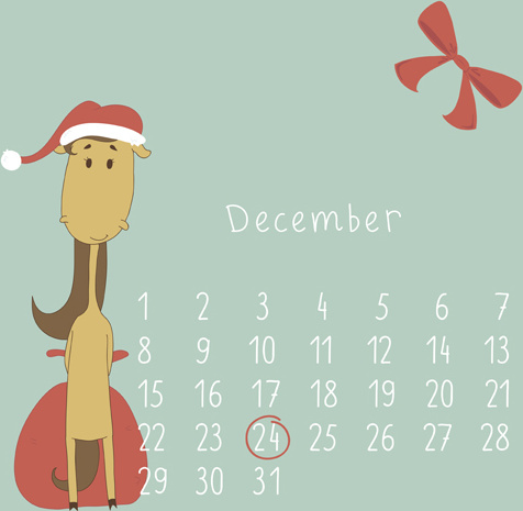 cute cartoon december calendar design vector