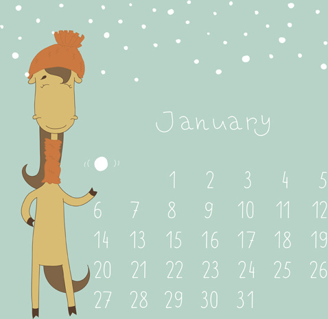 Cute cartoon january calendar design vector Free vector in Encapsulated