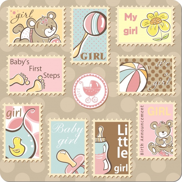 baby shower stamps templates cute classic design