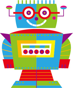 cute cartoon robot colored vector set
