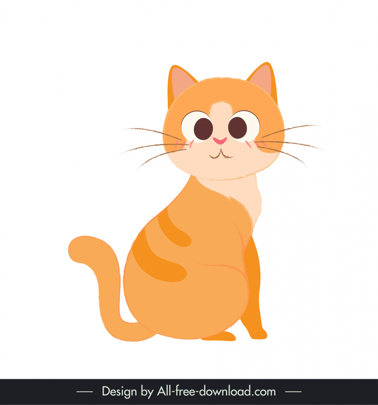 cute cat icon flat classic design handdrawn cartoon sketch