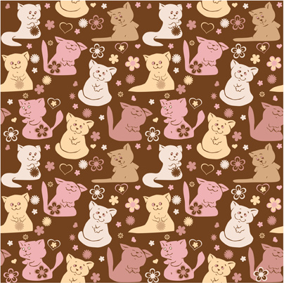 cute cats vector seamless pattern