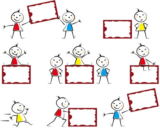 cute child with bulletin board vector