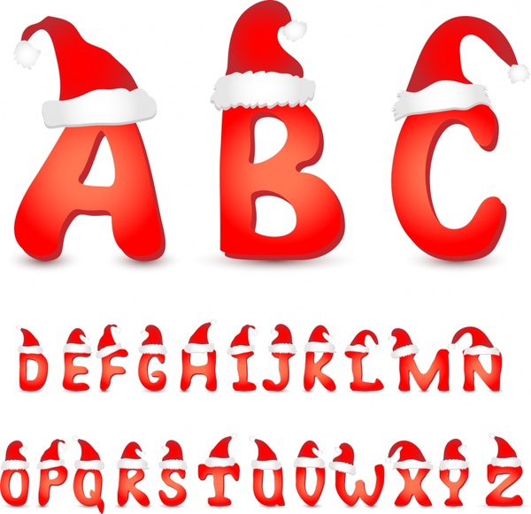 christmas-alphabet-template-santa-hat-decor-bright-modern-vectors