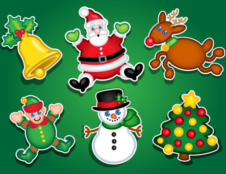 cute christmas stickers design vector graphics 