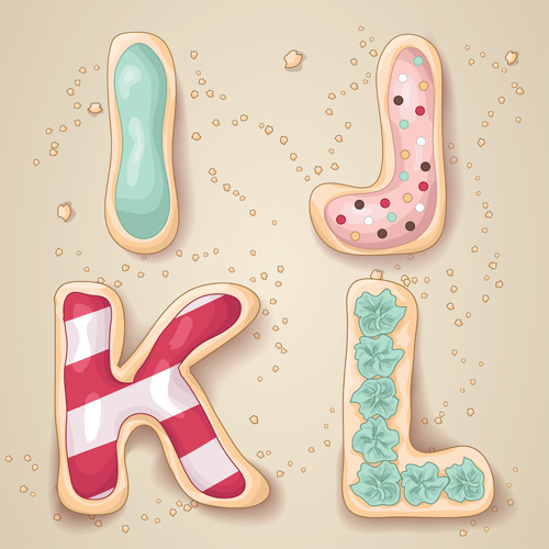 cute cookies with letters vector set