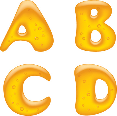 cute golden alphabet elements vector 