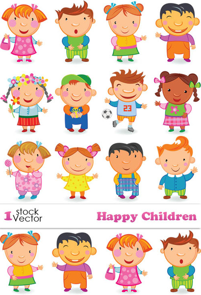 cute happy children elements vector