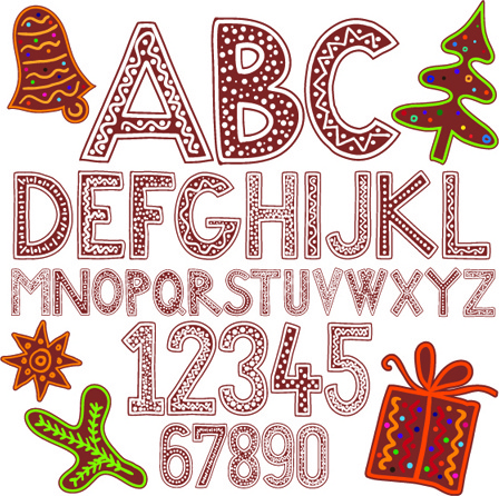 cute holiday letters and numbers design vector