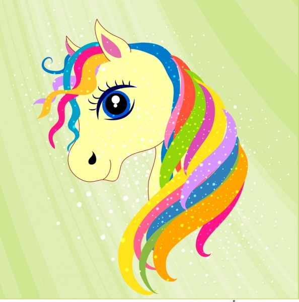 cute horse head icon colorful sparkling cartoon decoration