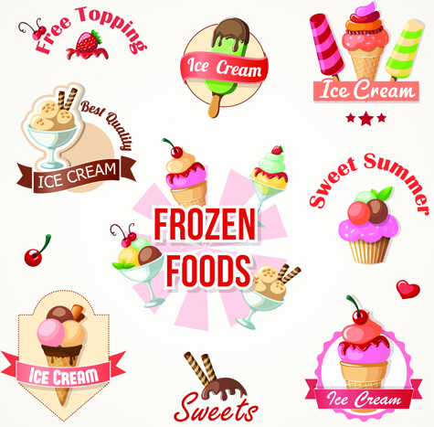 Cute Ice Cream Logos And Labels Vector Free Vector In Encapsulated Postscript Eps Eps Vector Illustration Graphic Art Design Format Format For Free Download 975 19kb