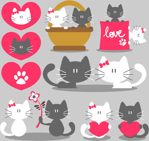 cute kittens with love vectors