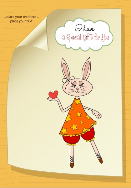 card cover template cute stylized bunny handdrawn sketch