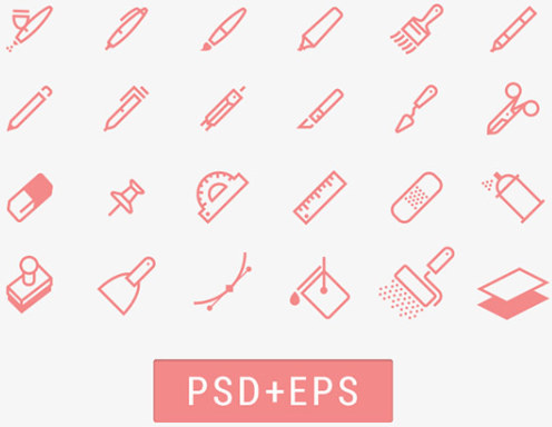 cute office tools line icons vector
